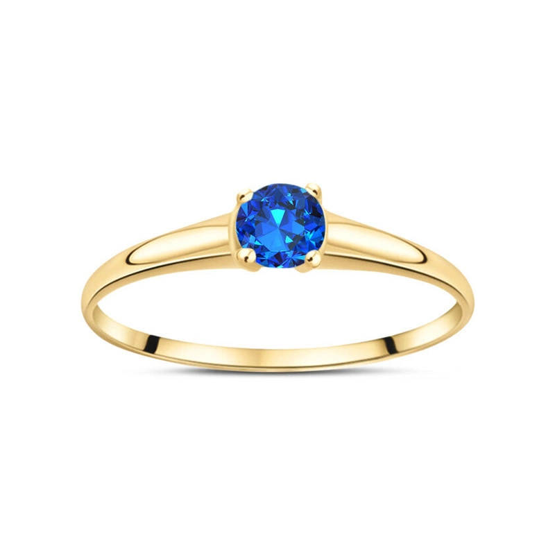 Złoty pierścionek 585 niebieski kamień