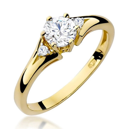 Złoty pierścionek próby 585 szafir 0,60 ct i diamenty