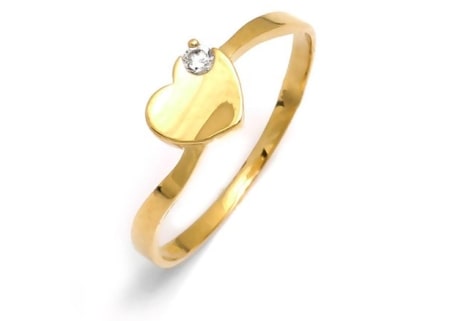 Złoty pierścionek gwiazd 585 SERCE cyrkonia
