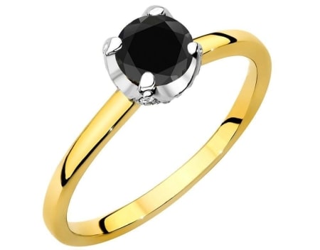 Złoty klasyczny pierścionek 585 czarny diament 0,50 ct