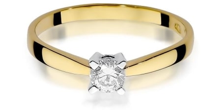 Złoty klasyczny pierścionek zaręczynowy 585 brylant 0,20 ct