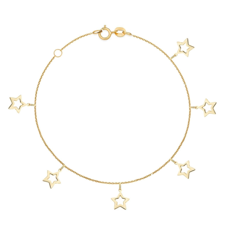 Złota bransoletka CHOKER 585 motyw gwiazd
