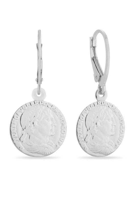 Srebrne kolczyki gwiazd 925 CELEBRYTKA rzymska moneta