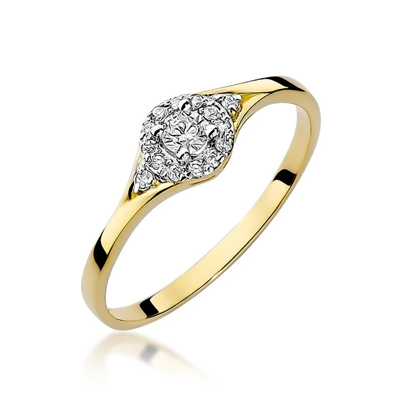 Złoty zaręczynowy pierścionek 585 brylant 0,17 ct