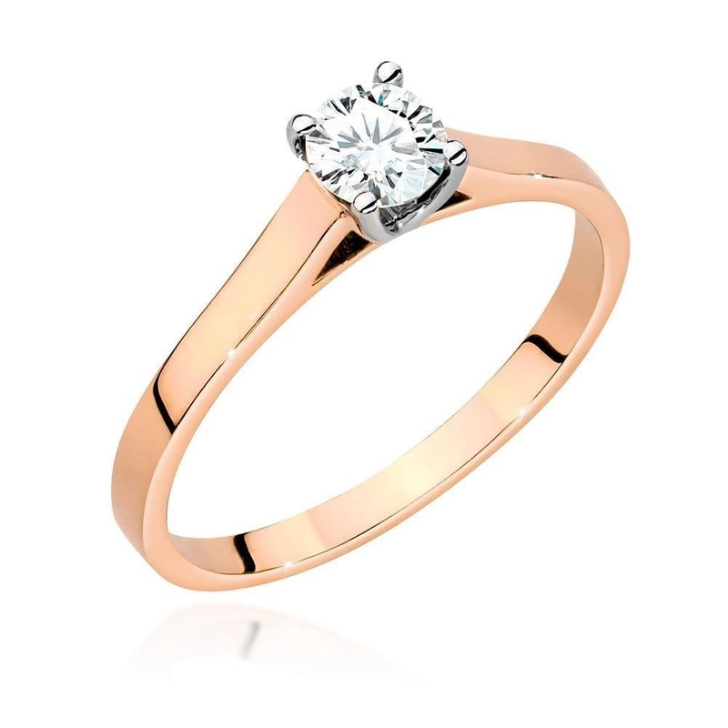 Pierścionek zaręczynowy klasyczny różowe złoto 585 brylant 0,50 ct