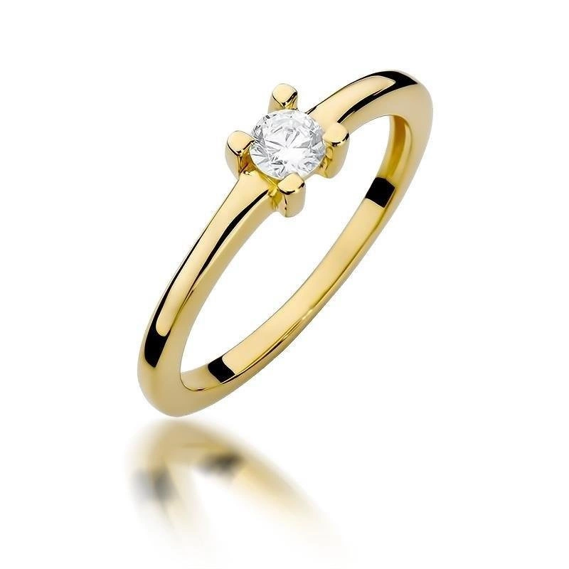 Pierścionek zaręczynowy żółte złota 585 z diamentem 0,23 ct