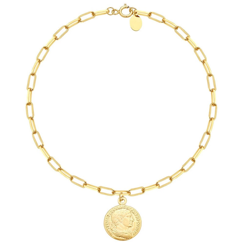 Srebrna bransoletka 925 CHOKER złocony modny łańcuch MONETA