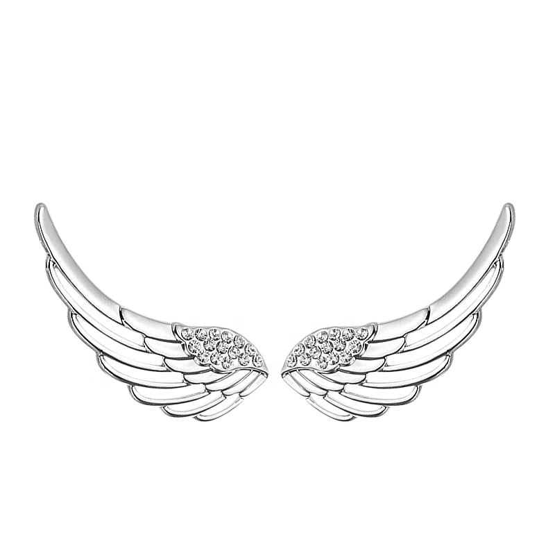 Kolczyki srebrne 925 z cyrkonią nausznice skrzydła
