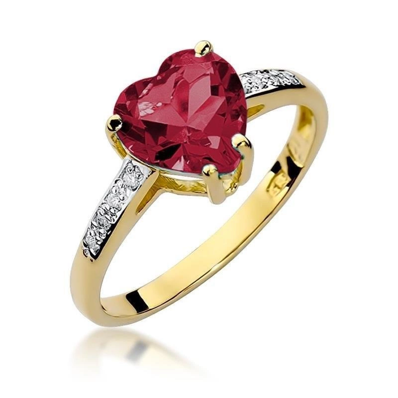 Złoty pierścionek 585  diamenty rubin 1,70 ct 