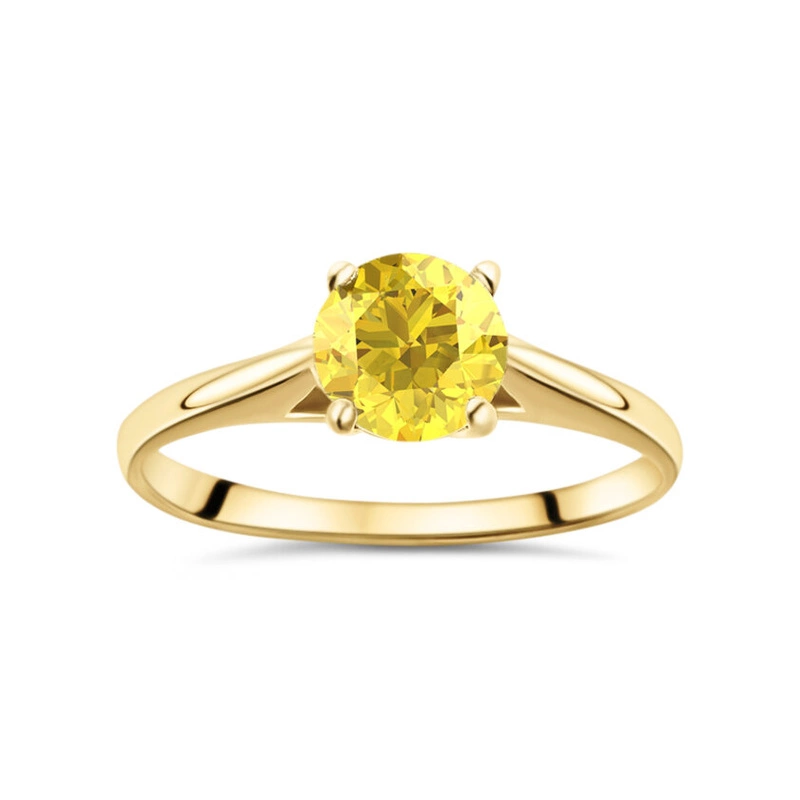 Złoty pierścionek 333 kamień w kolorze żółtym