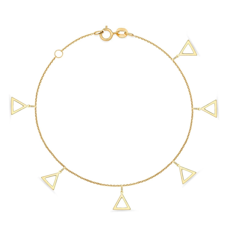Złota bransoletka CHOKER 585 z trójkątami