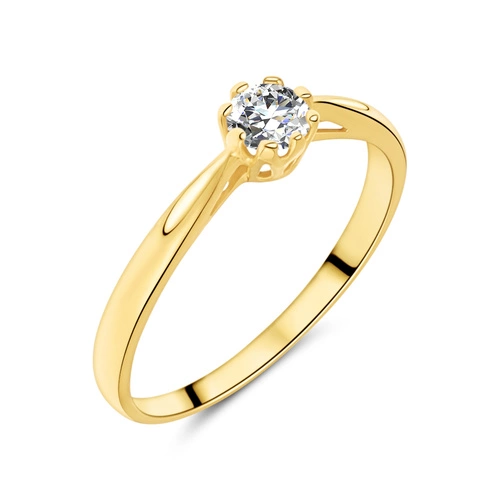 Złoty pierścionek 585 biała cyrkonia