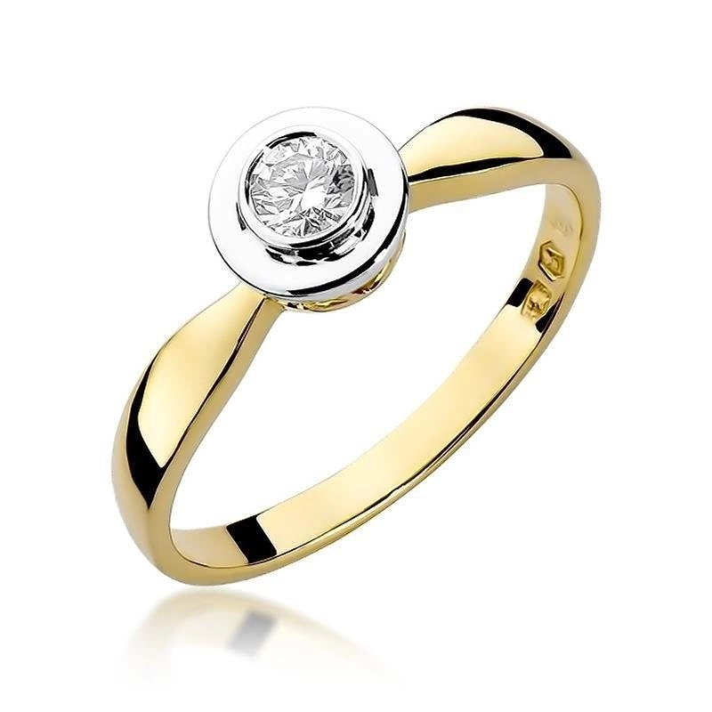 Złoty pierścionek zaręczynowy próby 585 brylant 0,20 ct