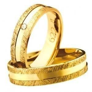 Złote eleganckie obrączki ślubne 585 Amare Promise