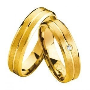 Ślubne złote obrączki Amare Promise próba 585 cyrkonia