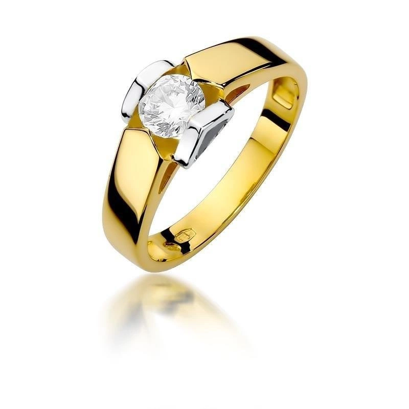 Złoty pierścionek Serce zaręczyny próba 585 brylant 0,50 ct pół karata