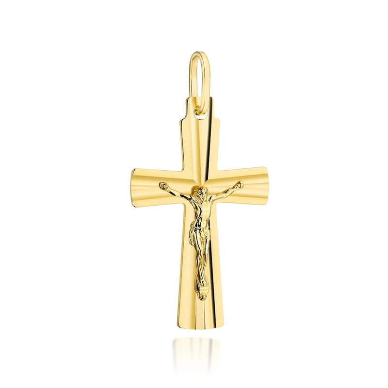 Złoty krzyżyk z Jezusem diamentowany pr. 585