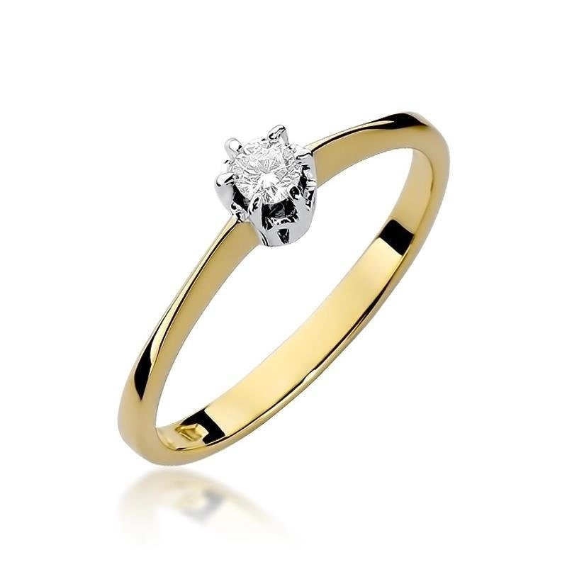 Złoty pierścionek zaręczynowy 585 brylant 0,1 ct w białej oprawie