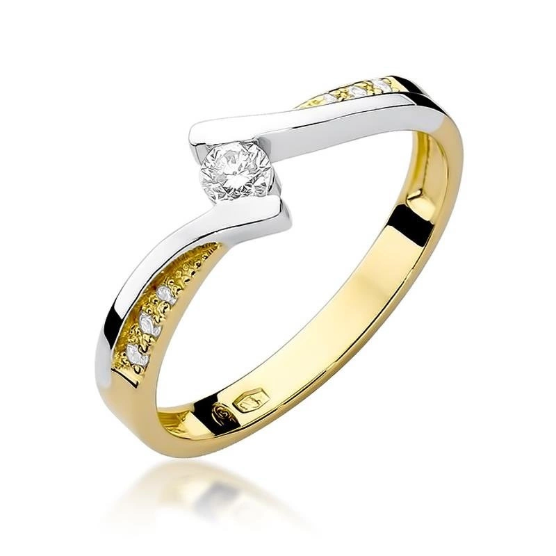 Złoty pierścionek zaręczynowy 585 diament 0,16 ct