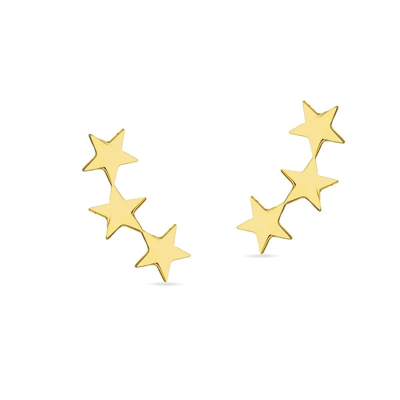 Srebrne pozłacane kolczyki 925 trzy złączone gwiazdki