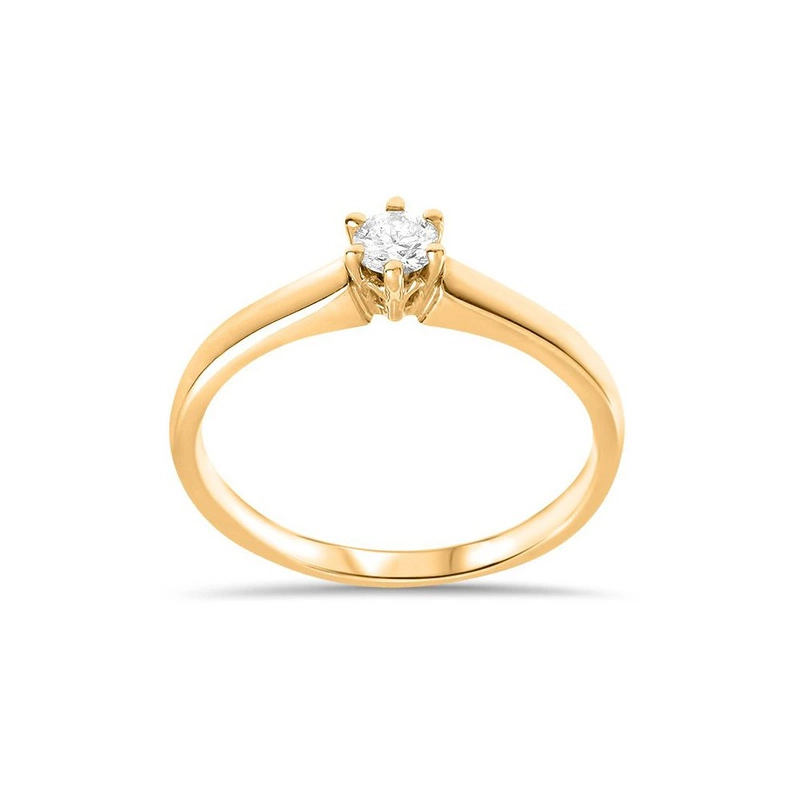 Złoty pierścionek zaręczynowy 585 z brylantem 0,16 ct