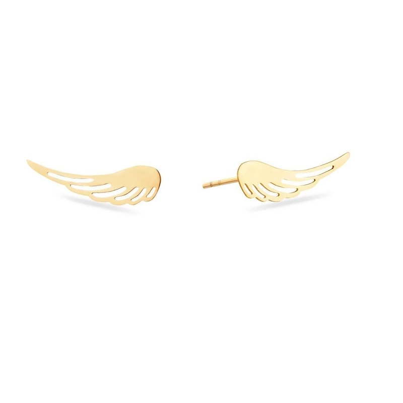 Złote ażurowe kolczyki 333 skrzydła anioła 