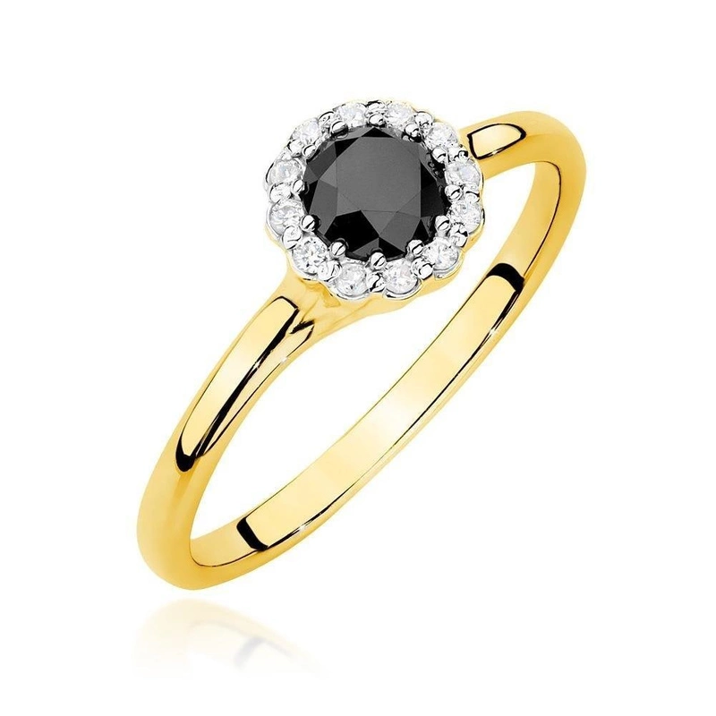 Złoty pierścionek z czarnym diamentem 0,50 ct