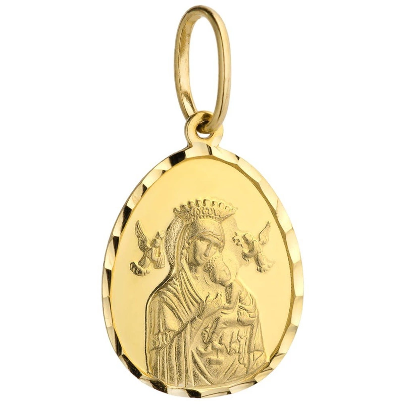 Medalik złoty 585 Matka Boska Nieustającej Pomocy z Dzieciątkiem