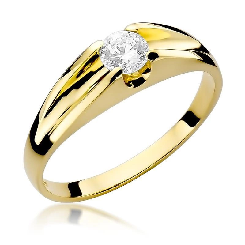Złoty pierścionek na zaręczyny próba 585 brylant 0,50 ct