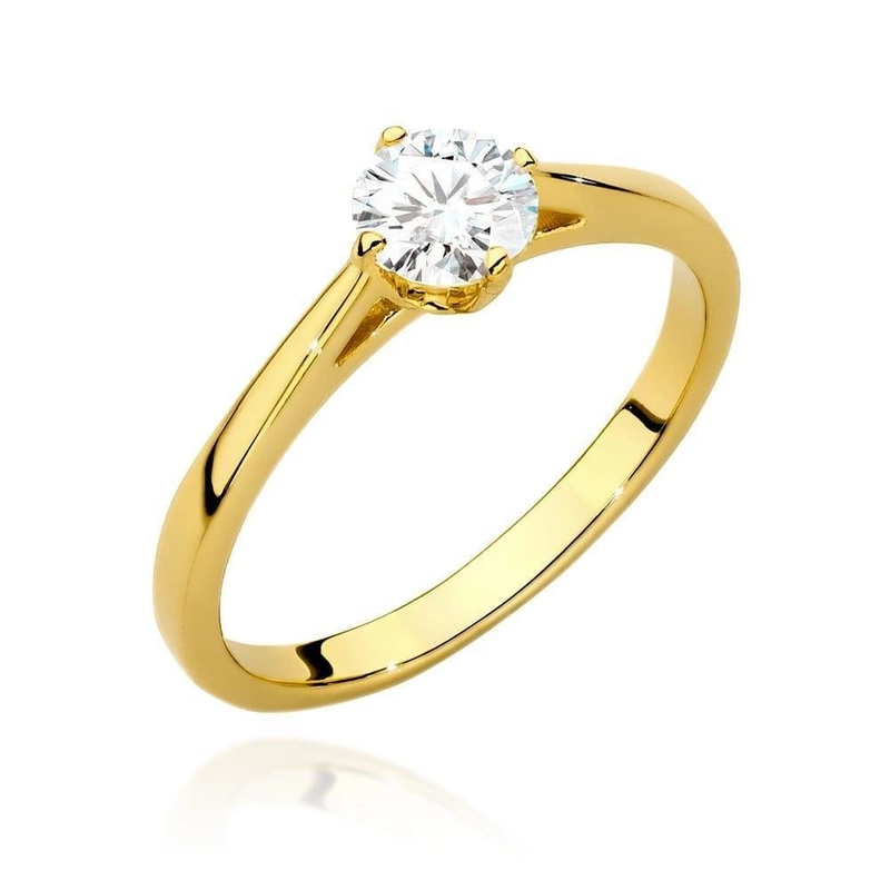 Złoty klasyczny pierścionek zaręczynowy próby 585 brylant 0,50 ct