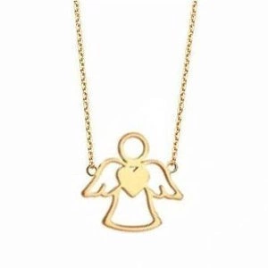 Złoty naszyjnik 585 CELEBRYTKA aniołek trzymający serce