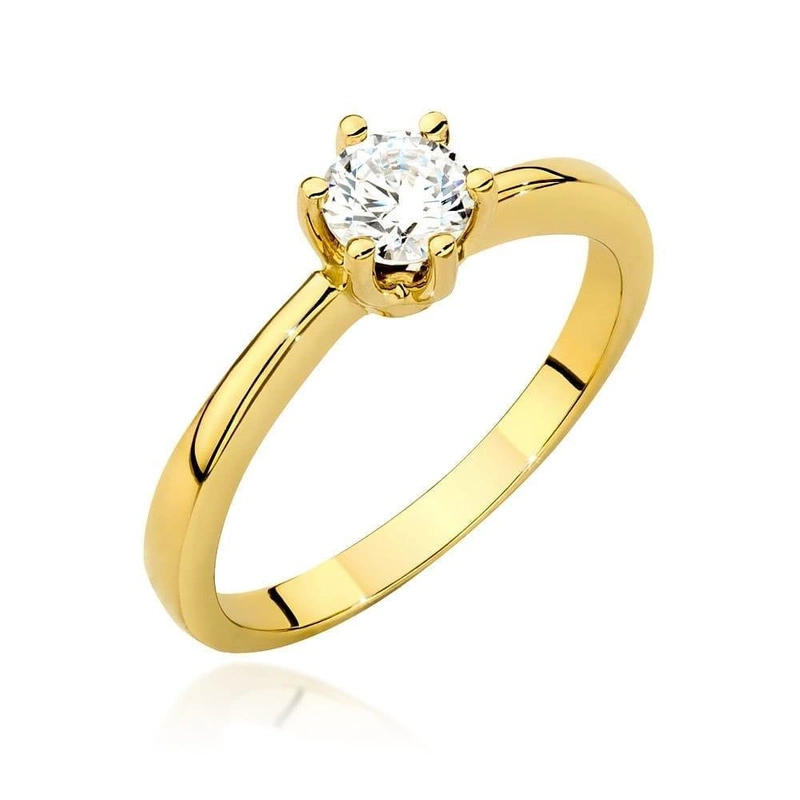 Klasyczny pierścionek żółte złoto próba 585 brylant 0,4 ct