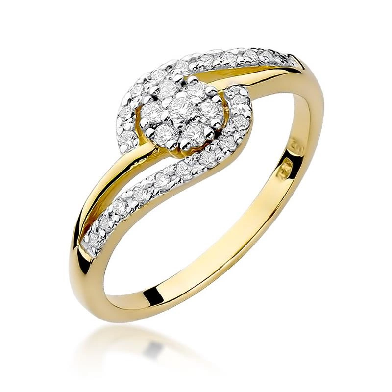 Złoty pierścionek zaręczynowy 585 diament 0,17 ct