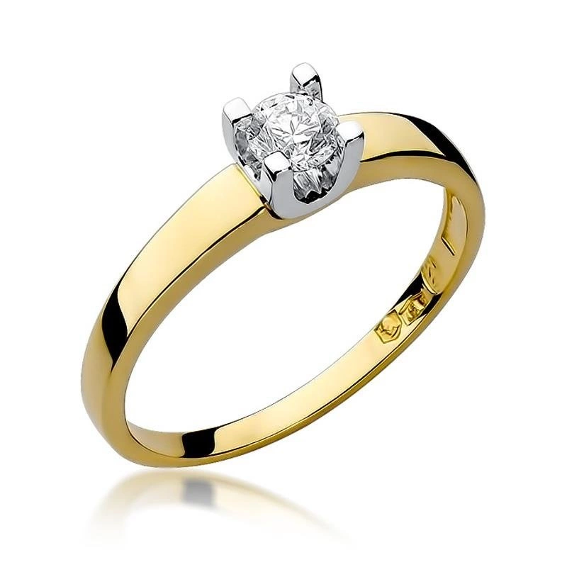 Złoty pierścionek zaręczynowy 585 brylant 0,25 ct w białej oprawie
