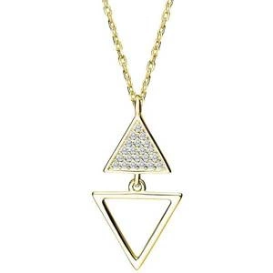 Srebrny pozłacany naszyjnik 925 trójkąty cyrkonie