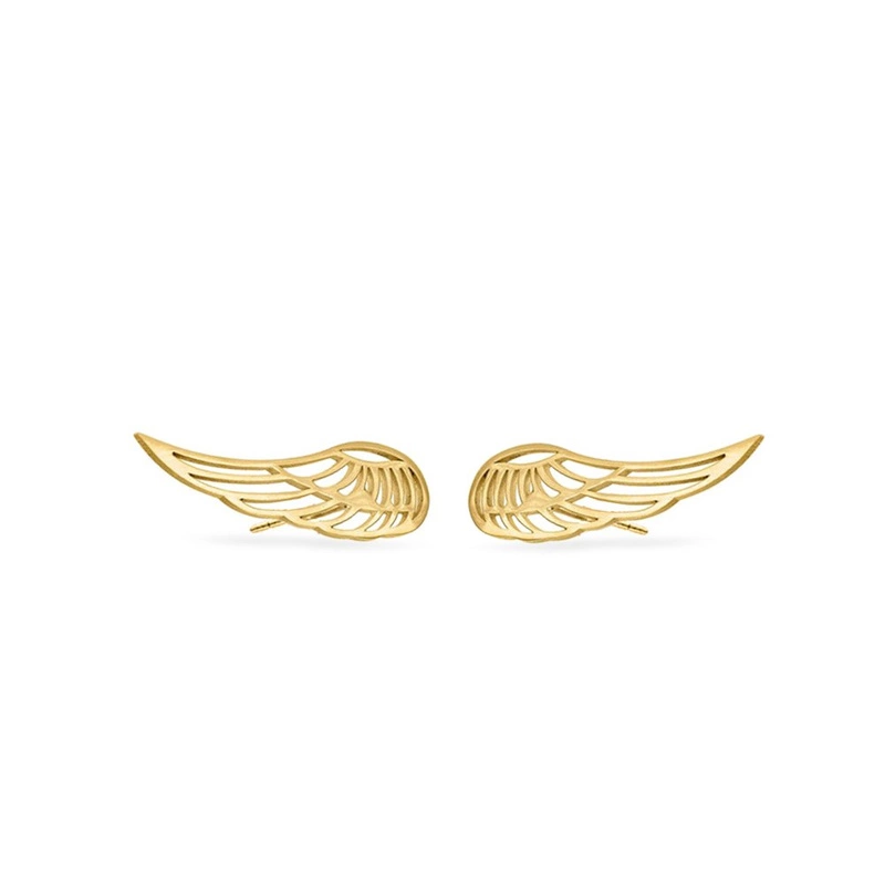 Złote kolczyki 333 ażurowe NAUSZNICE skrzydła anioła