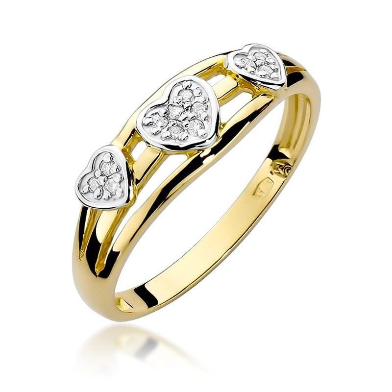 Pierścionek zaręczynowy ze złota 585 z diamentem 0,06 ct