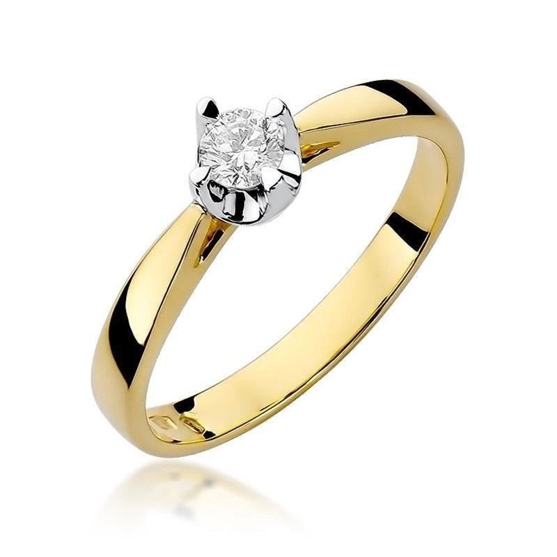 Złoty klasyczny pierścionek zaręczynowy 585 brylant 0,2 ct