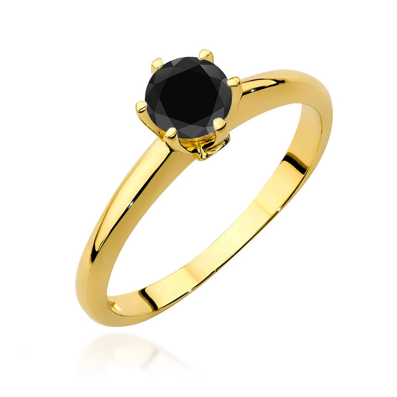 Złoty pierścionek zaręczynowy 585 z czarnym brylantem 0,50 ct