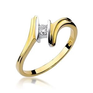 Złoty pierścionek zaręczynowy 585 z diamentem 0,08 ct