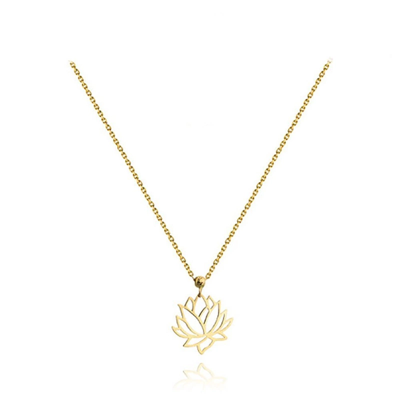 Złoty naszyjnik gwiazd 585 kwiat lotosu