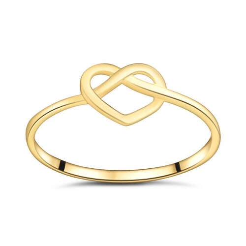 Złoty pierścionek 585 z przeplecionym sercem