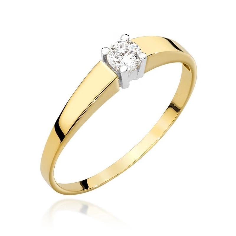 Złoty klasyczny pierścionek 585 zaręczynowy z brylantem 0,20 ct