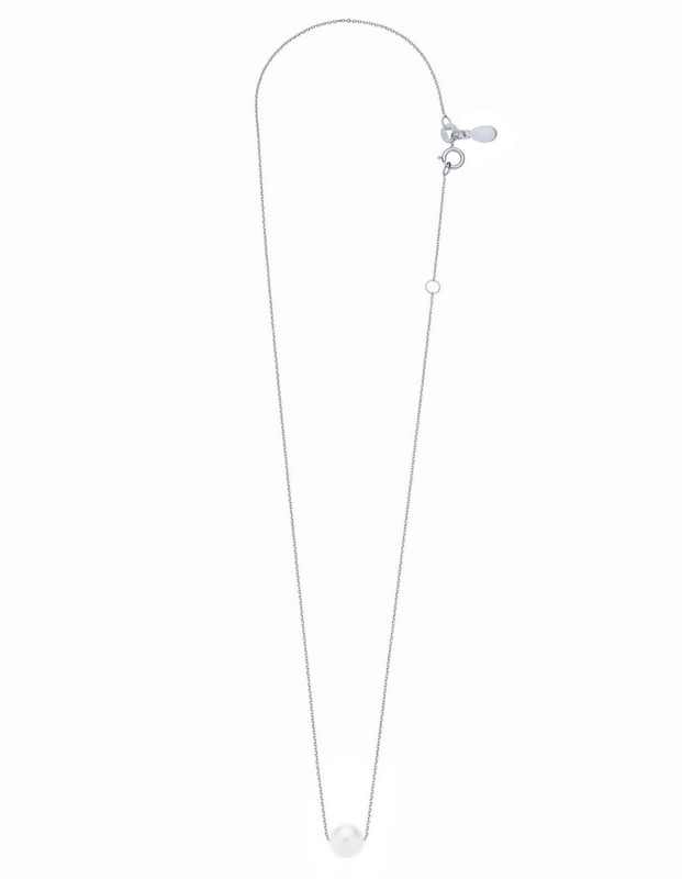 Srebrny rodowany naszyjnik CELEBRYTKA 925 perła 6 mm
