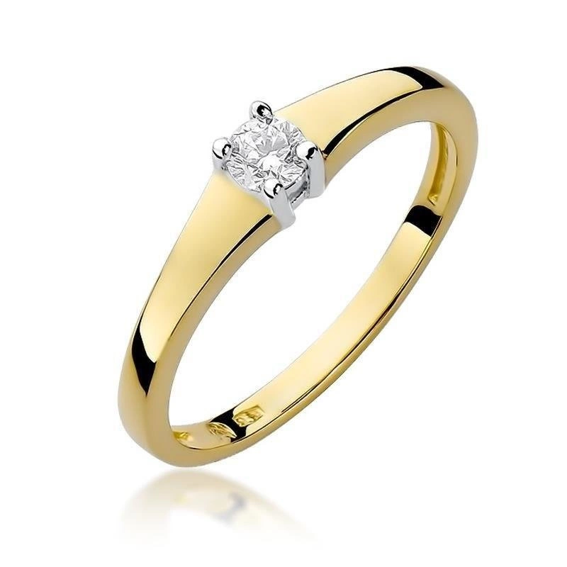 Złoty pierścionek zaręczynowy pr. 585 brylant 0,15 ct