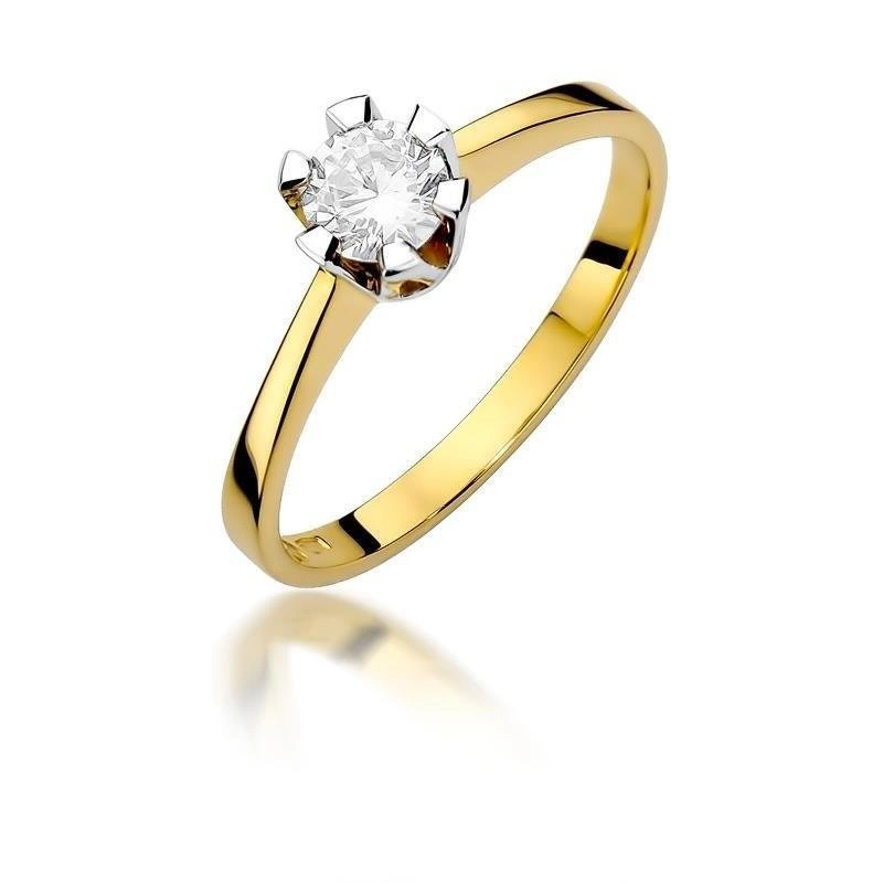Złoty pierścionek zaręczynowy Klasyka żółte złoto 585 brylant 0,50 ct