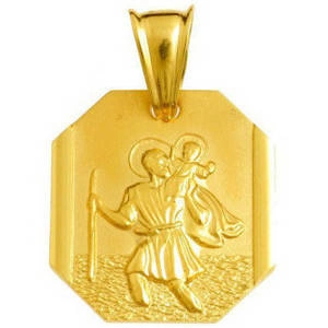 Złoty medalik 585 św. Krzysztof - patron podróżników