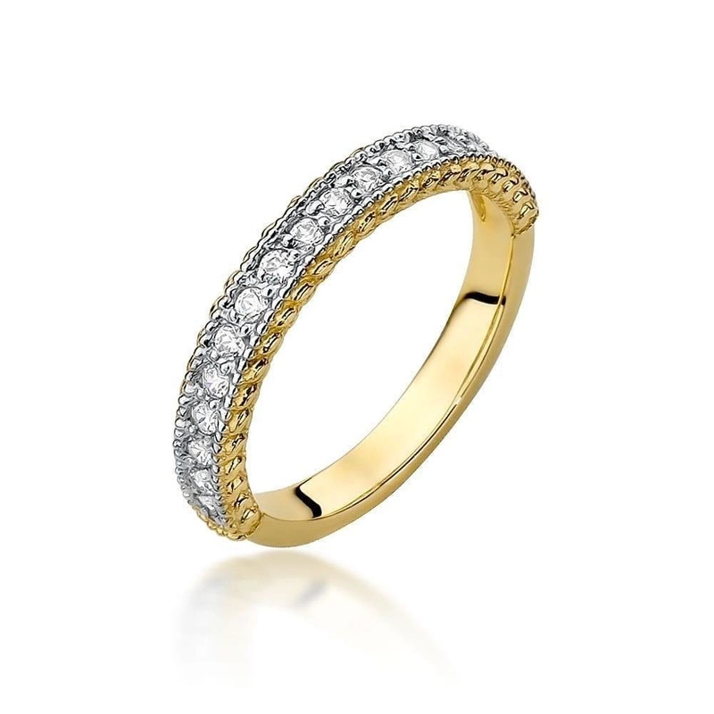 Złoty pierścionek żółte złoto obrączka z diamentem 0,24 ct