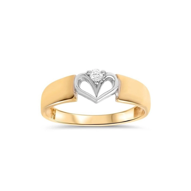 Złoty kobiecy pierścionek 585 BRYLANT 0,04 ct motyw serca