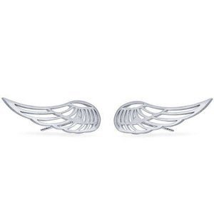 Rodowane srebrne kolczyki 925 ażurowe skrzydła